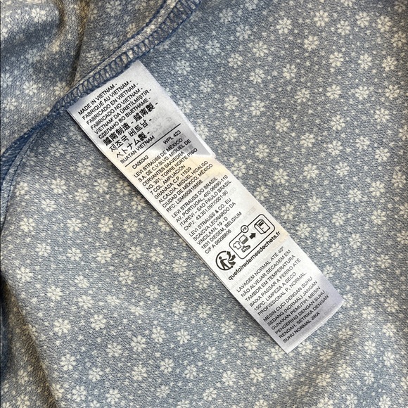 Levi’s Blue Ditsy Floral Mini Dress XS Tie Front Flutter Sleeve - Picture 6 of 7